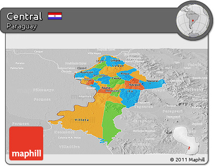 Political Panoramic Map of Central, lighten, desaturated