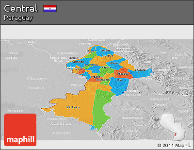 Political Panoramic Map of Central, lighten, desaturated