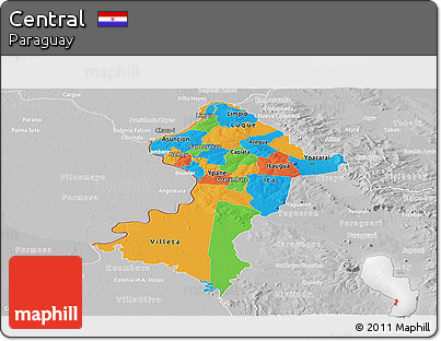 Political Panoramic Map of Central, lighten, desaturated