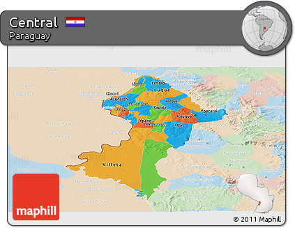 Political Panoramic Map of Central, lighten