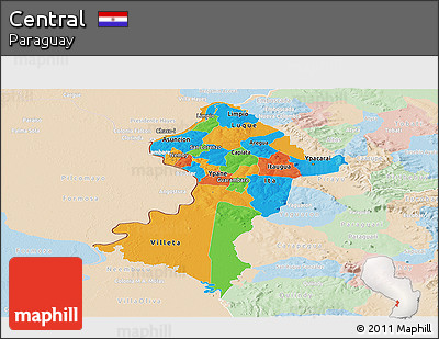 Political Panoramic Map of Central, lighten