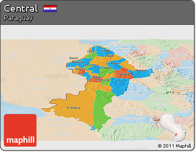 Political Panoramic Map of Central, lighten