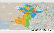 Political Panoramic Map of Central, lighten, semi-desaturated