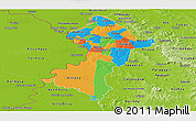 Political Panoramic Map of Central, physical outside