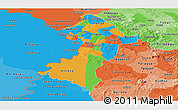 Political Panoramic Map of Central, political shades outside