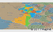 Political Panoramic Map of Central, semi-desaturated