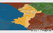 Political Shades Panoramic Map of Central, darken