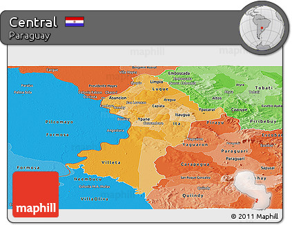 Political Shades Panoramic Map of Central