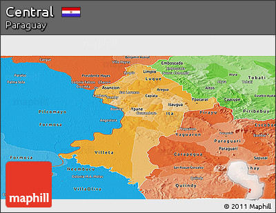 Political Shades Panoramic Map of Central