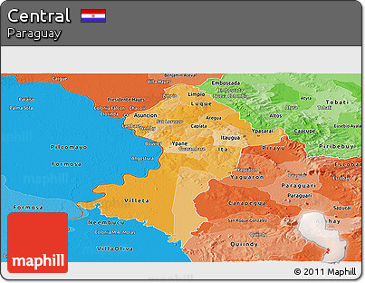 Political Shades Panoramic Map of Central