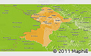 Political Shades Panoramic Map of Central, physical outside