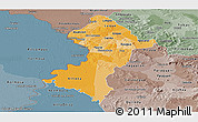 Political Shades Panoramic Map of Central, semi-desaturated