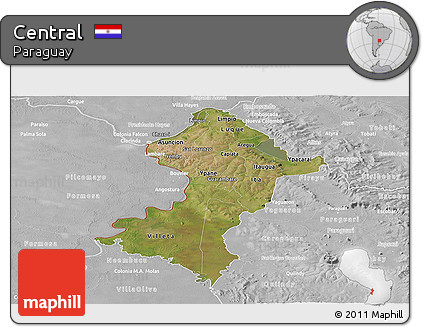 Satellite Panoramic Map of Central, lighten, desaturated