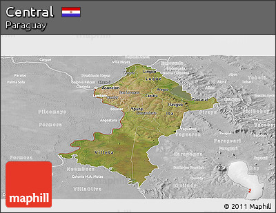 Satellite Panoramic Map of Central, lighten, desaturated