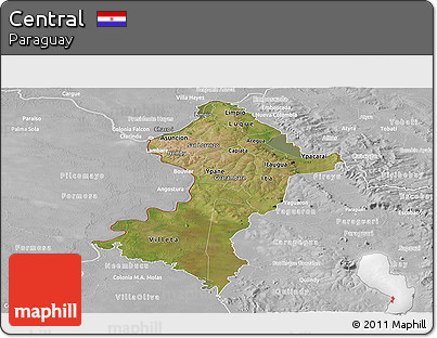 Satellite Panoramic Map of Central, lighten, desaturated