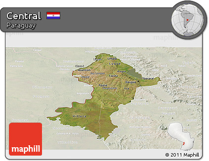 Satellite Panoramic Map of Central, lighten