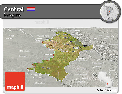 Satellite Panoramic Map of Central, lighten, semi-desaturated