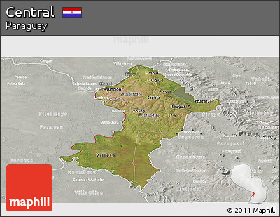 Satellite Panoramic Map of Central, lighten, semi-desaturated