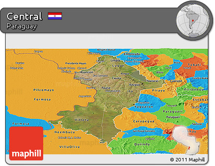 Satellite Panoramic Map of Central, political outside