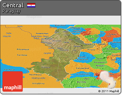 Satellite Panoramic Map of Central, political outside