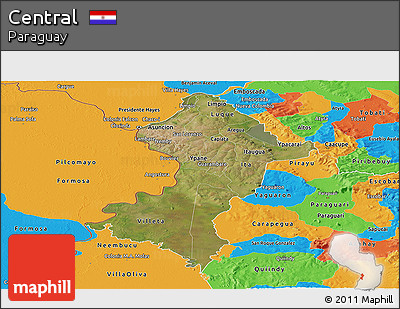 Satellite Panoramic Map of Central, political outside