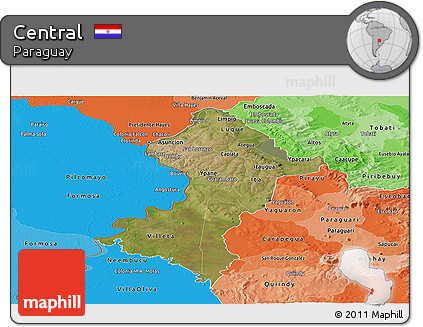 Satellite Panoramic Map of Central, political shades outside