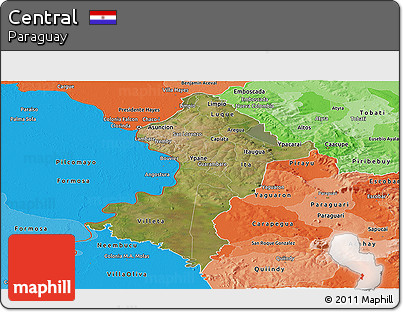 Satellite Panoramic Map of Central, political shades outside