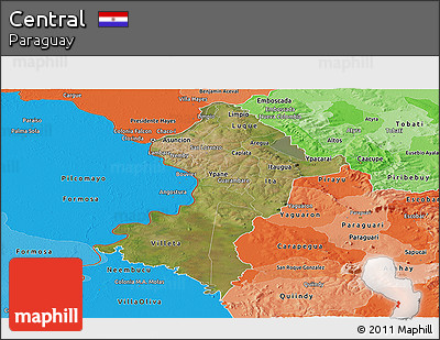 Satellite Panoramic Map of Central, political shades outside
