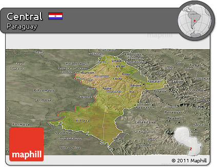 Satellite Panoramic Map of Central, semi-desaturated