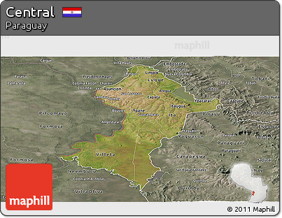 Satellite Panoramic Map of Central, semi-desaturated