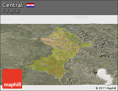 Satellite Panoramic Map of Central, semi-desaturated