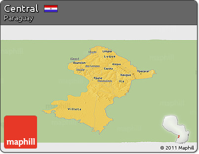 Savanna Style Panoramic Map of Central, single color outside