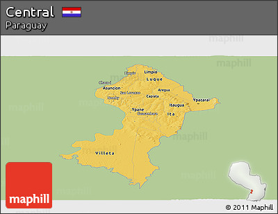 Savanna Style Panoramic Map of Central, single color outside