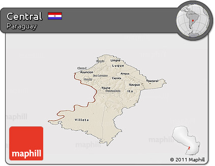 Shaded Relief Panoramic Map of Central, cropped outside