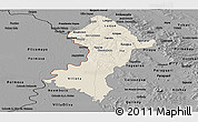 Shaded Relief Panoramic Map of Central, darken, desaturated
