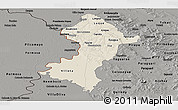 Shaded Relief Panoramic Map of Central, darken, semi-desaturated
