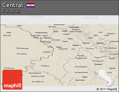 Shaded Relief Panoramic Map of Central