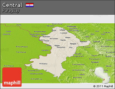 Shaded Relief Panoramic Map of Central, physical outside