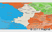 Shaded Relief Panoramic Map of Central, political shades outside