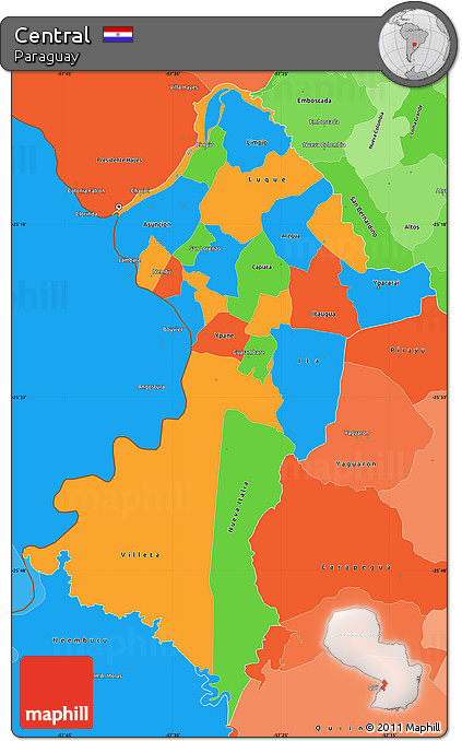 Political Simple Map of Central, political shades outside