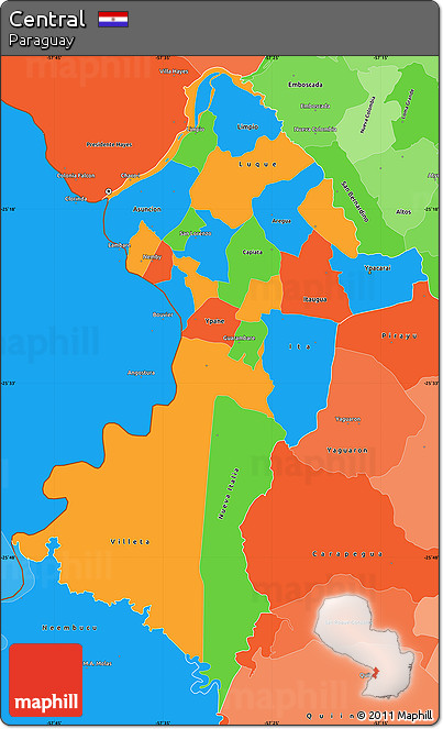 Political Simple Map of Central, political shades outside