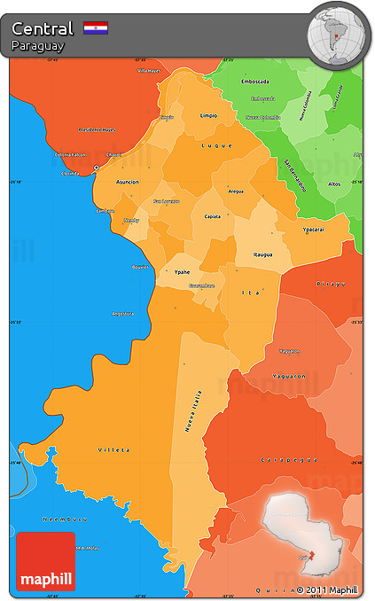 Political Shades Simple Map of Central