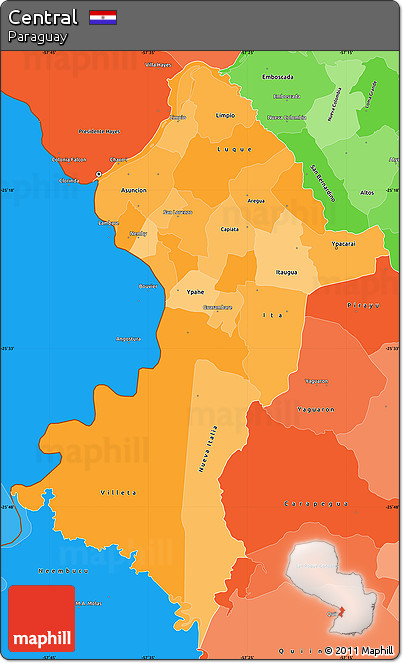 Political Shades Simple Map of Central