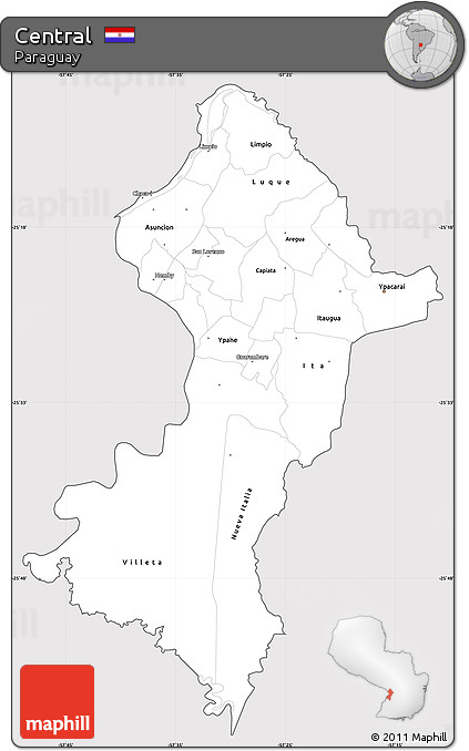Silver Style Simple Map of Central, cropped outside