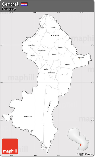 Silver Style Simple Map of Central, cropped outside