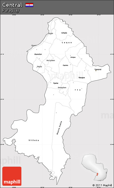 Silver Style Simple Map of Central, cropped outside