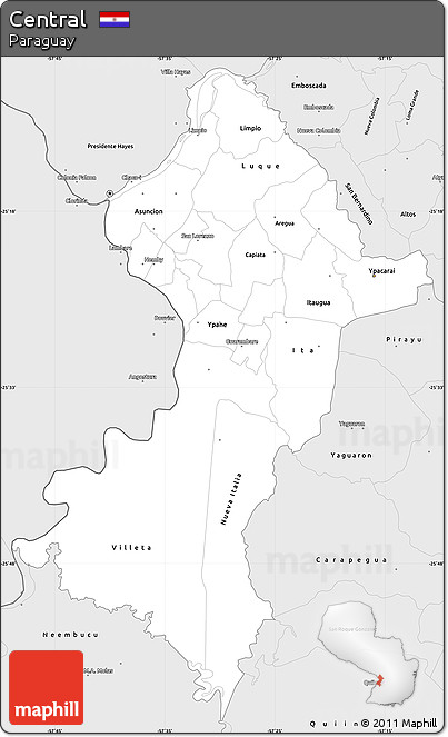 Silver Style Simple Map of Central