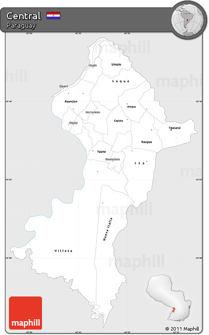Silver Style Simple Map of Central, single color outside