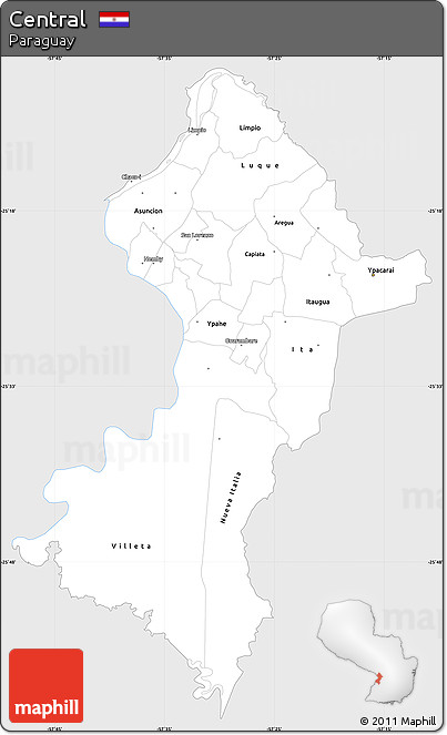 Silver Style Simple Map of Central, single color outside