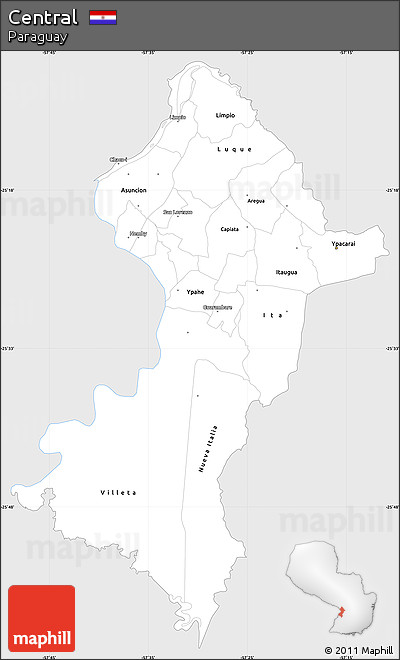 Silver Style Simple Map of Central, single color outside